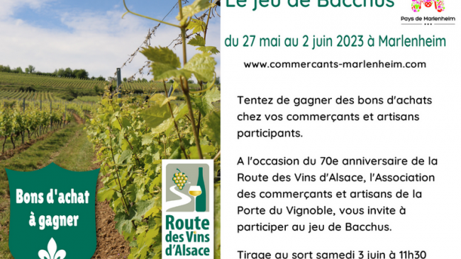 Le jeu de Bacchus chez vos commerçants à Marlenheim et environs